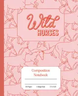 Wild Horses Coral Pink Composition Notebook: College Ruled College, School, Office & Work